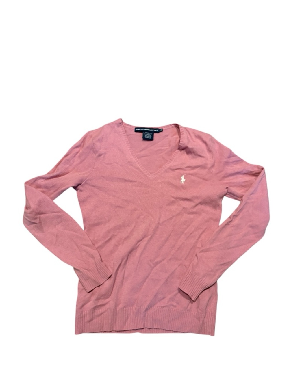 Ralph Lauren Pink V-Neck Sweater merino wool cashmere blend vintage Y2K